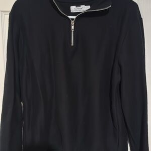 Topman Black Half-Zip Sweatshirt with Silver Zipper